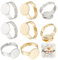 Beebeecraft 1 Box 30 Stücke 2 Farben 12mm Ringrohlinge 24K vergoldet Edelstahl Flache Ring Einstellbarer Cabochon Ringrohling Runde Fingerring Fassungen für DIY Schmuckherstellung