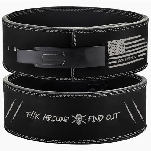 Weight Lifting Belt - Lever Gym Belt for Weightlifting, 10mm Leather Weight Belt for Men, 4 Inches Wide for Support & Stability for Workouts, Powerlifting, Bodybuilding, Fitness & Crossfit L FAFO