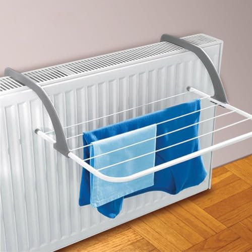 6 Bar Over Radiator Airer Radiator Towel Rail Hanger Clothes Washing Drying Clothes Airer Rack Indoor Rack Clothing Rail Dryer Adjustable Foldable 6 Bar with Adjustable Arms White (Pack of 3)