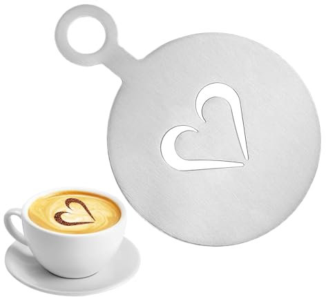 Generic Kaffee-Schablonen Latte Art, 4,72 Zoll Cappuccino-Schablone - Kaffee-Kunstwerkzeuge mit Schneeflocken-, Rosen- und Herzmustern