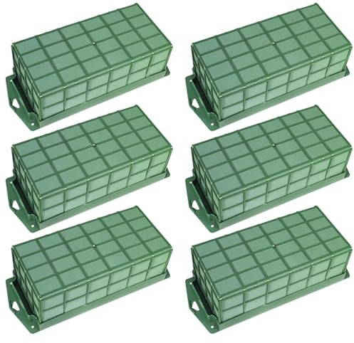 Green Floral Foam Rectangle Cage Flower Holder with Floral Foam for Fresh Flowers Cage Bowl for Table Centerpiece Floral Arrangement (6)