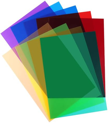 9 Stück Farbfolien Gel Filter Film Transparente Farben Professionel Farbige Farbkorrektur Fenster Folie Lampen für Foto grafie Studio Strobe Blitz LED Licht Kamera Bühnen Party schmücken DIY 29.7x21