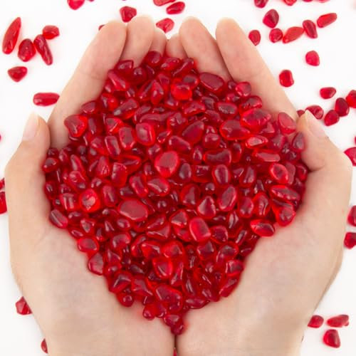 QEQEKAKA® Sea Glass Stones for Crafts about 1LB (405g/14.28oz) Red Glass Pebbles Gemstones Bulk for Beaching Wedding DIY Decoration Aquarium Turtle Tank Vase Filler (Lake Blue)