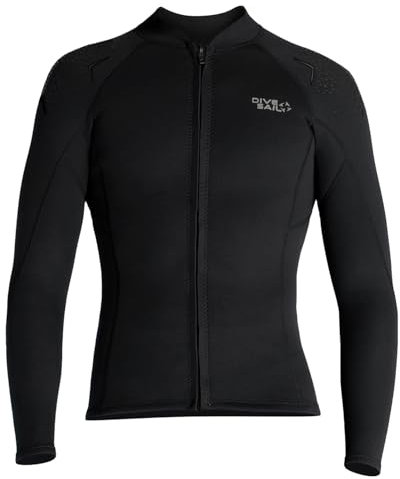 Neoprenanzug Jacke für Herren 1.5mm Neoprenanzug Oberteile Warmhalten Langarm Frontreißverschluss Neoprenoberteil für Tauchen Surfen Schnorcheln Schwimmen Wassersport 3XL Größe