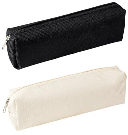 SGERUFZ 2 Pcs Stilvolle Einfachheit Federmäppchen Stiftetasche für Teenager Stiftemappe Pencil Case Schwarz und milchig weiß