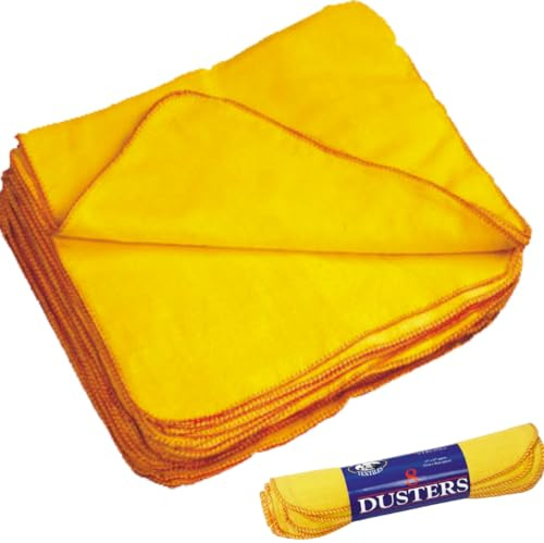 citystores® 8 Pack Yellow Duster Cleaning Cloths Towel Scratch Free High Absorbent Reusable Cleaning Rags For Car Household Kitchen Window 33 x 38cm