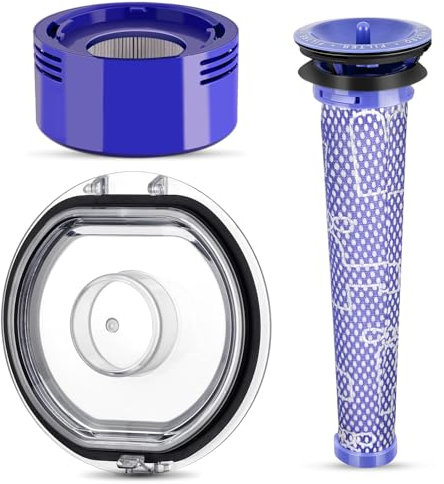 ACCTDLF Dust Bin Lid + Pre&Post Filter Set Replacement for Dyson V7 V8 Vacuum Cleaner,Canister Dirt Cup Cover,Bottom Accessories Cover Parts,Dust Collector Lid