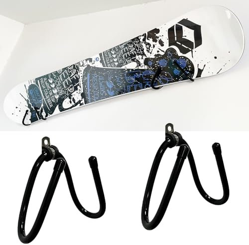 Pmsanzay Confezione da 2 supporti universali da parete per sci e snowboard, appendiabiti da parete orizzontali, porta sci, organizer per attrezzatura da snowboard, espositore per stanza, garage