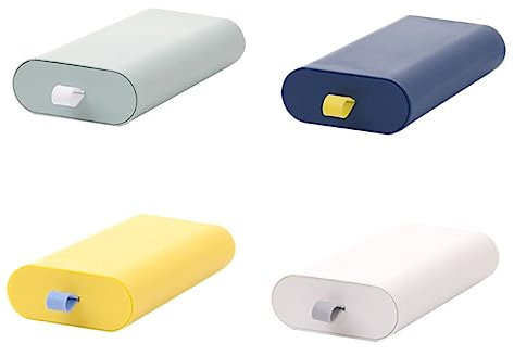 HOODANCOS 4pcs under Desk Storage Drawers Sticky Stationery Organizer Box Small Size Mustard Yellow, Twilight Green, Ivory White, Navy Blue for Office Desk Drawer Storage