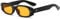 Laurinny Rectangle Sunglasses Women Men Rero 90s Narrow Rectangular Sunglasses Rivet Design Tinted Sunglasses(Black/Yellow)