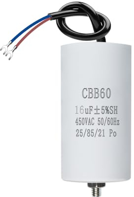 CBB60 450V 16µF 50/60HZ ANGEEK Condensateur,Condensateur de démarrage,condensateur cbb60,condensateurs,avec fils M8,38x70mm,16UF,Pour moteur,Pompes de piscine,Fendeurs de bois,tondeuse à gazon