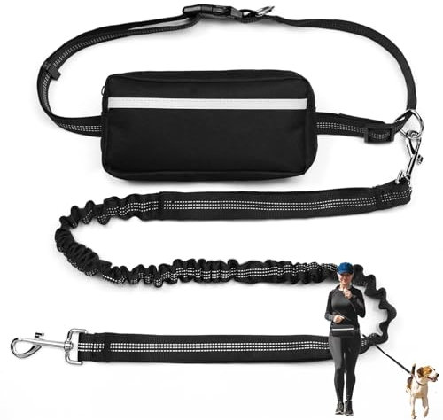 Joggingleine Hund Freihändig Bauchgurt Hundeleine Laufleine für Hunde Freihandleine Hund Laufgurt Joggen mit Dual Griffe bis 50kg