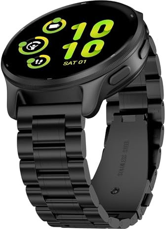 iHoxstrapie Bracelet Compatible avec Garmin Vivoactive 5, 20mm Métal Bracelet de Remplacement en Acier Inoxydable Compatible avec Garmin Vivoactive 3 / Vivomove 3 Music