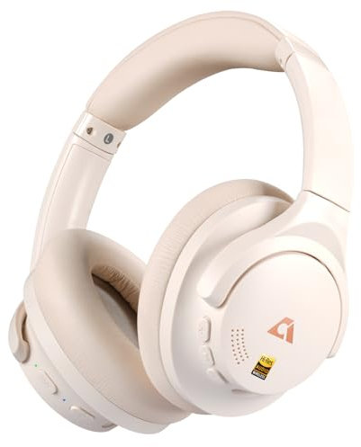 1Mii Y8 Auriculares Inalámbricos Bluetooth Cancelación de Ruido Activa Híbrida, LDAC Hi-Res Audio, 75H de Reproducción, Cómodos y Plegables Cascos Diadema - Blanco Hueso