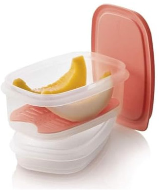 Genérico Set di contenitori per conservazione degli alimenti, 260 ml e 640 ml, colore salmone, con griglia separatrice