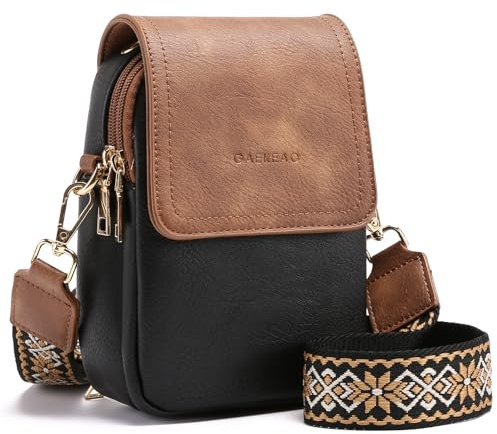 GAEKEAO Sacs Bandoulière Femme, Sac Telephone Portable en Cuir Végan avec Sangle de Guitare Large et Amovible, Cadeau pour Femmes