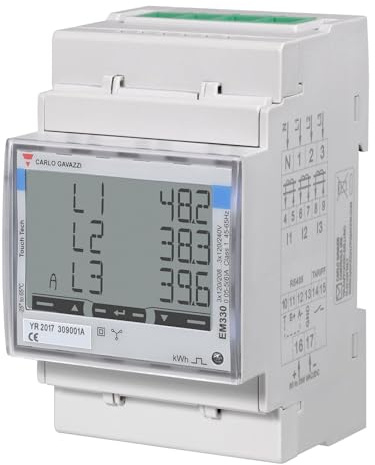 Carlo Gavazzi EM330 Energiemessgerät LCD 72 mm x 72 mm Digital, 8-stellig / 3-phasig 1 Eing. Impulsausgang