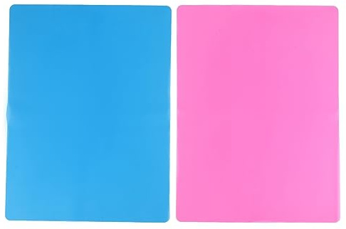Bortivier 2 Pack A3 Extra Large Silicone Sheet for Crafts Jewelry Casting Molds Mat, Food Grade Silicone Placemat, Multi Purpose Mat, Waterproof Non Stick Heat-, Blue & Pink