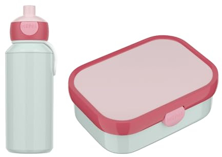 Mepal - Pausenset Campus Switch - Set für Kinder mit Pop-up Trinkflasche & Lunch Box - Lunch-Set für die Schule oder unterwegs - Spülmaschinenfest - 400 + 750 ml - Cool Mint/Cool Pink