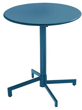 Oviala Gartentisch, rund, Bistrotisch, Klappplatte, 70 cm, Blau Pacific – Palavas