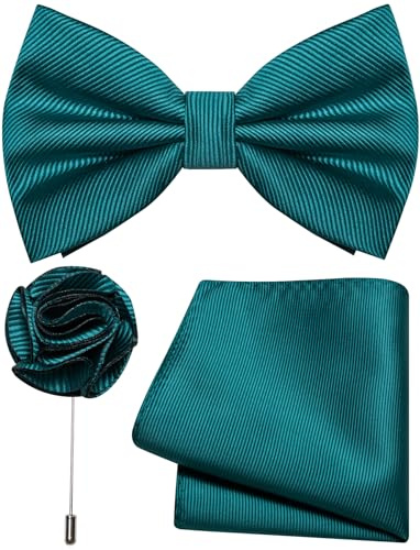 Ailisus Fliege Herren Vorgebundene Twill Fliege und Einstecktuch Ansteckblume Set für Hochzeit Smoking Business 3PCS