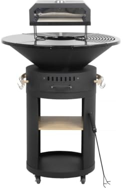 Braciere plancha per barbecue con forno per pizza César premium - Ø 81 cm - Nero