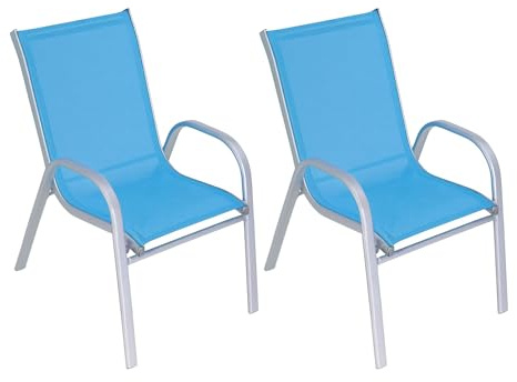 Hline Kinderstuhl aus Metall Kinder Gartenstuhl Sessel Stuhl stabil robust (2 Stück BLAU)