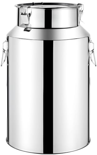 Bidon HerméTique et éTanche en Acier Inoxydable Sus304, Seau à Lait Portable en MéTal pour Le Stockage et Le Transport de Produits Liquides et Secs(9L)