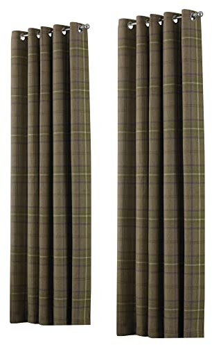Riva Paoletti Aviemore Eyelet Curtains, Brown, 46 x 54 (117 x 137 cm), Thistle, Polyester