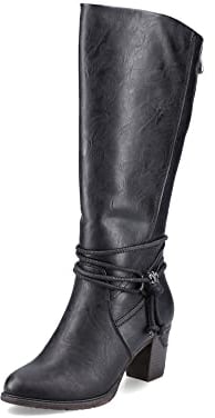 Rieker Damen Klassische Stiefel 96059, Frauen Stiefel,langschaftstiefel,hoher Absatz,Boots,Winterstiefel,Winterschuhe,schwarz (00),39 EU / 6 UK