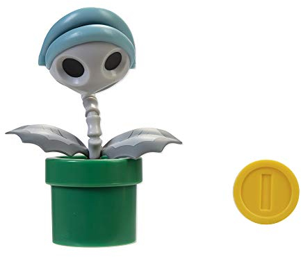 Super Mario Figura de acción articulada Coleccionable de Piraña de Hueso de 4 Pulgadas con Accesorio para Monedas, niños y coleccionistas por Igual. A Partir de 3 años