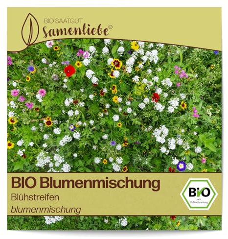 BIO Saatgutmischung Samen Sorte Blühstreifen (bienenfreundliche Saatmischung) Blumensamen Saatgutmischung Saatgut