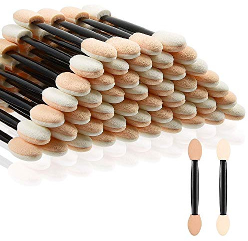 MORGLES Eyeshadow Applicators Double Sided Sponge Tip Disposable, 50PCS