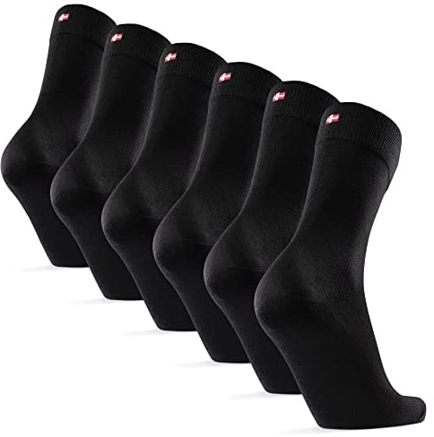 DANISH ENDURANCE 6 Paar Bambus Business Socken, Bunte Sommersocken, Superweich & Atmungsaktiv, Anti-Blasen, Unisex für Herren & Damen, Schwarz, 39-42