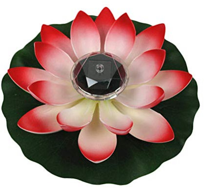 Uonlytech Lumières De Décoration à Led Solaires Colorées Pour Piscine Et Extérieur Forme De Lotus Rouge