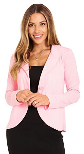 KRISP Blazer Femme Grandes Tailles Mode Chic Tailleur, Rose, 40, (3558-PNK-12)