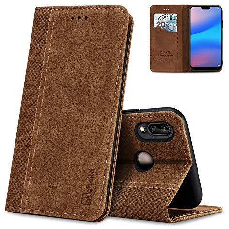 AKABEILA Hülle Kompatibel mit Huawei P20 Lite 2018 Handyhülle Case PU Leder Klapphülle Silikon Schutzhülle Brieftasche Kartenfach Ständer Magnetisch 5.84 Zoll
