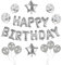 lohey Happy Birthday Balloons, 16 Inch Happy Birthday Banner Party Decorations, Self Inflating Letter Silver Balloons for Adults Kids Party Decor