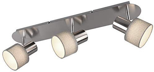 Trio Leuchten Spot DeckenleuchteWailer 803600307, Metall Nickel matt, Stoffschirm Grau, exkl. 2x GU10