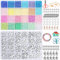 YLXQJIN Mini Glasperlen, 3mm Perlen zum Auffädeln, 24 Bunte Mini Glasperlen mit 1200 Buchstaben und Herzförmig Perlen Selber Machen Armbänder Charm Kit für DIY Armband Schmuckherstellung-13708 Stück