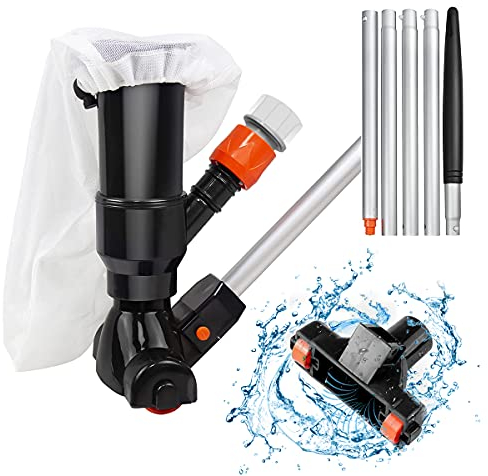 AKOFIC Aspirateur Piscine, Aspirateur Piscine Hors Sol Manuel à Vide avec Brosse et 5 Pôles et Sac en Filet, Portable Mini Aspirateur Accessoires de Nettoyage pour Étang Spa Fontaine Bassin Piscine