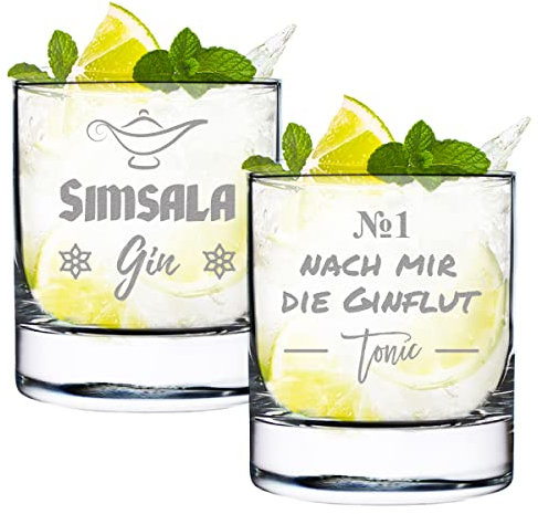 polar-effekt 2 Gin Tonic Gläser mit Gravur Wassergläser Geburtstagsgeschenk - Cocktailglas Drinks - Geschenkidee für Mann und Frau