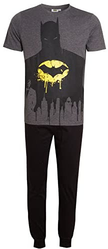 DC Comics Mens Batman Pyjamas Pjs Black M