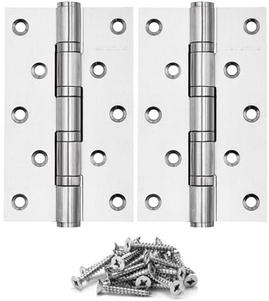 Edelstahl-Türscharnier-Kugellager NRP, robuste Innen- und Außentürbeschläge für linke und rechte Tür, 127 mm x 76 mm, Türscharnier, 2 Stück (Silber)