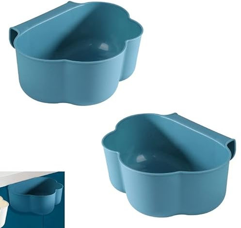 MEISO Auffangschale,2 Stück Küchenschrank Tür Abfallbehälter,Hängenden Abfallbehälter,Einhängen Mülleimer Abfall Behälter Trash Regallager Müllbeutelhalter Auffangschale für Küchenabfalleimer,Blau