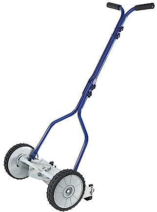 Amazon Basics Tosaerba a spinta con ruote e 4 lame da 35,5 cm, blu