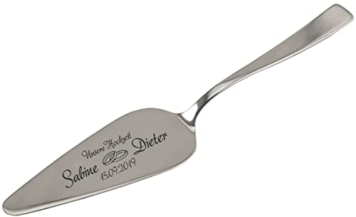 Geschenke 24 | Tortenheber Cult-Ringe | Personalisiertes Hochzeitsgeschenk mit Namen und Datum graviert | Geschenkidee zum Jahrestag oder Valentinstag