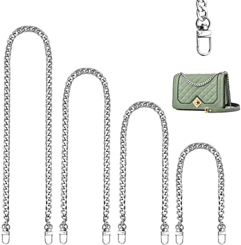 Taschenkette,4 Stück Tasche Kette,Trageriemen Handtasche Ersatz Schulterriemen Kette Trageriemen 30cm,60cm,100cm,120cm,Handtaschenkettenriemen,für Umhängetasche Crossbody Geldbörse Chain(Silber)
