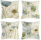 OCEUMACO Leinen Kissenbezug 50x50 Blumen Muster Kissenhülle 4er Set Quadratisch Sofakissen Dekokissen Bezug für Couch Sofa Kissen Kissenbezüge Outdoor Deko Zierkissen Couchkissen - Blau Beige