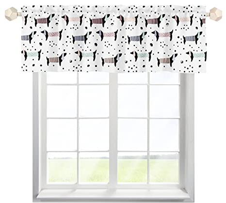 One Lover Dackel Hund Tiere Scheibengardine Bistrogardine mit Stangendurchzug Stores Gardinen Schals Landhausstil Fensterschal für Küche Wohnzimmer Multicolor 137x45cm,2 Stück